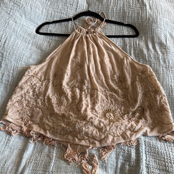 NWT FREE PEOPLE BLUSH EMBELLISHED VELVET MIDNIGHT MAGIC TANK TOP - Picture 6 of 9